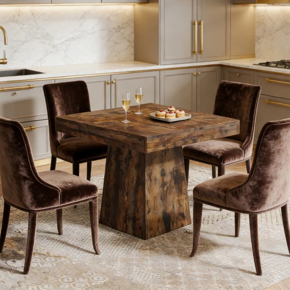 Square Farmhouse Dining Table, 31" – Gray — room view angled