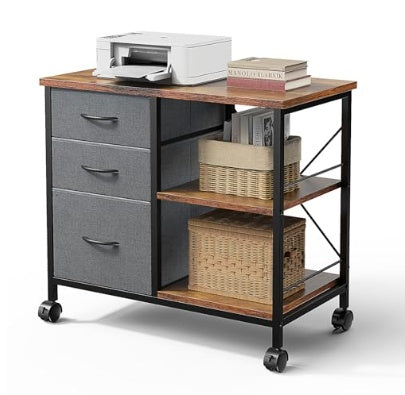 Rolling Printer Stand & File Cabinet with Drawers — colour option