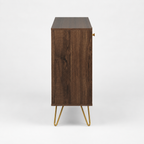 Sideboard Cabinet – Golden Steel Detail, Adjustable Shelf, Hairpin Legs, Brown