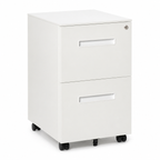 Filing Cabinet – Rolling, 2 Drawers, Lockable, Under-Desk, Powder-Coated Steel, White, 39×48×67cm