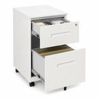 Filing Cabinet – Rolling, 2 Drawers, Lockable, Under-Desk, Powder-Coated Steel, White, 39×48×67cm