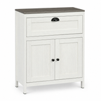 Bathroom Floor Cabinet with Drawer & Adjustable Cupboard – Particle Board, White, 60×30×76cm