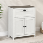 Bathroom Floor Cabinet with Drawer & Adjustable Cupboard – Particle Board, White, 60×30×76cm