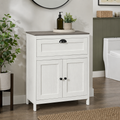 Bathroom Floor Cabinet with Drawer & Adjustable Cupboard – Particle Board, White, 60×30×76cm