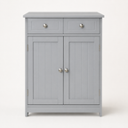 Bathroom Storage Cabinet – 2 Drawers & Cupboard, Adjustable Shelf, Traditional Style, MDF, Grey, 60×30×75cm