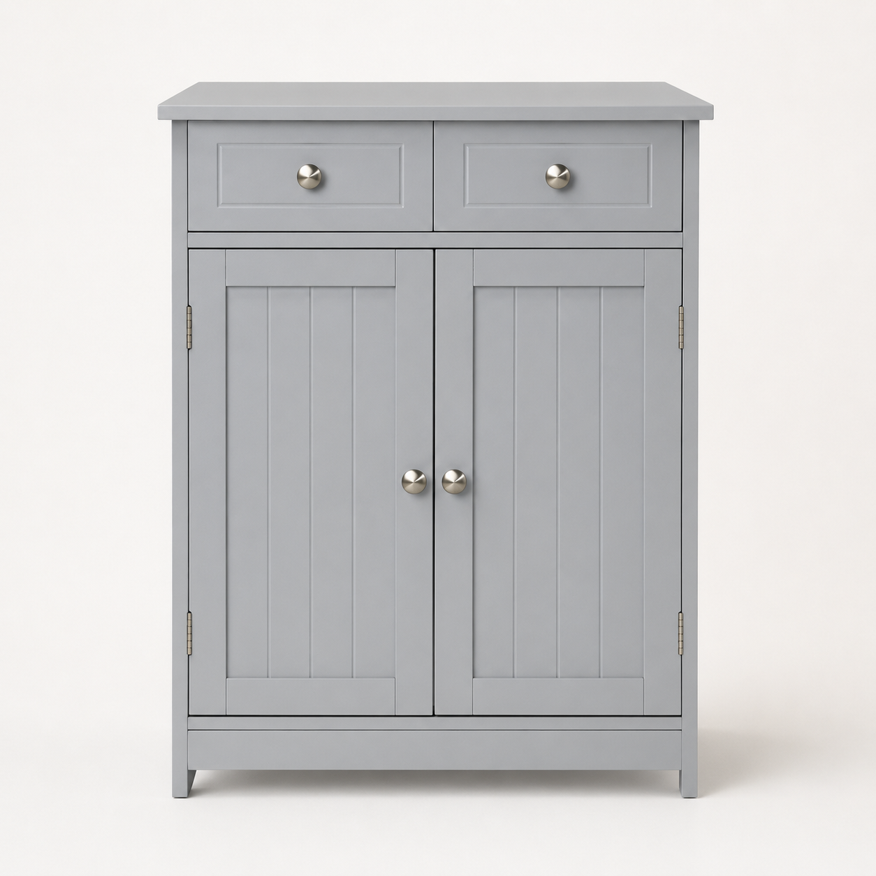 Bathroom Storage Cabinet – 2 Drawers & Cupboard, Adjustable Shelf, Traditional Style, MDF, Grey, 60×30×75cm