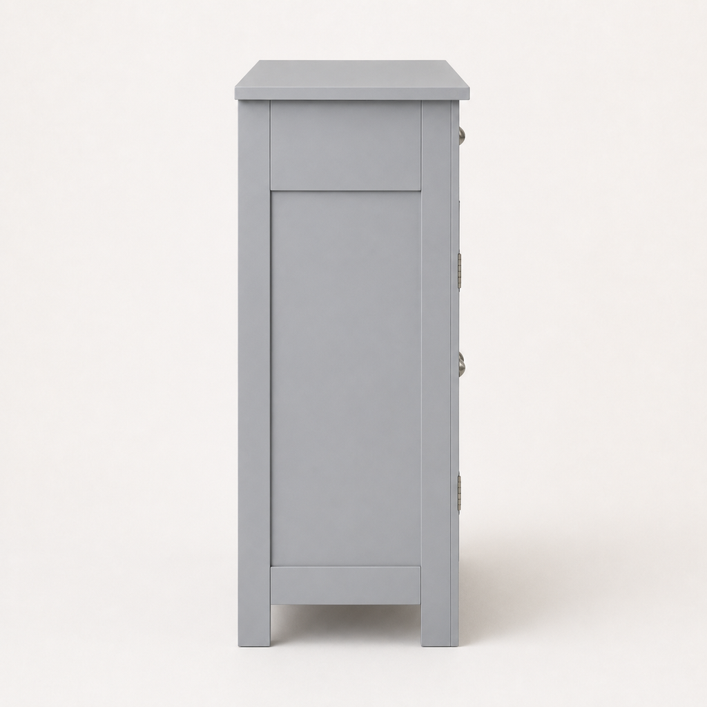 Bathroom Storage Cabinet – 2 Drawers & Cupboard, Adjustable Shelf, Traditional Style, MDF, Grey, 60×30×75cm