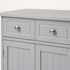 Bathroom Storage Cabinet – 2 Drawers & Cupboard, Adjustable Shelf, Traditional Style, MDF, Grey, 60×30×75cm