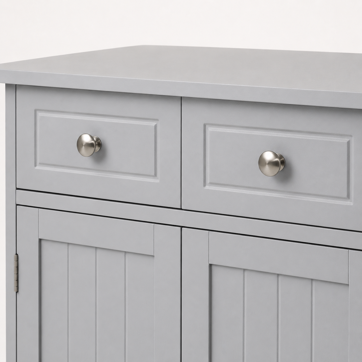 Bathroom Storage Cabinet – 2 Drawers & Cupboard, Adjustable Shelf, Traditional Style, MDF, Grey, 60×30×75cm