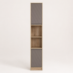 Bathroom Storage Cabinet – Slim, Freestanding, 30×24×170cm, Adjustable Shelves, Grey & Oak-Effect