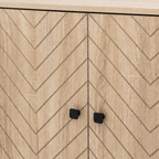 Storage Cabinet – 2-Tier, Steel Frame, Arrow-Design Doors, Oak-Effect, 80×80×29.5cm