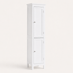 Bathroom Cabinet – Tall Slim, Double Door, Adjustable Shelves, White