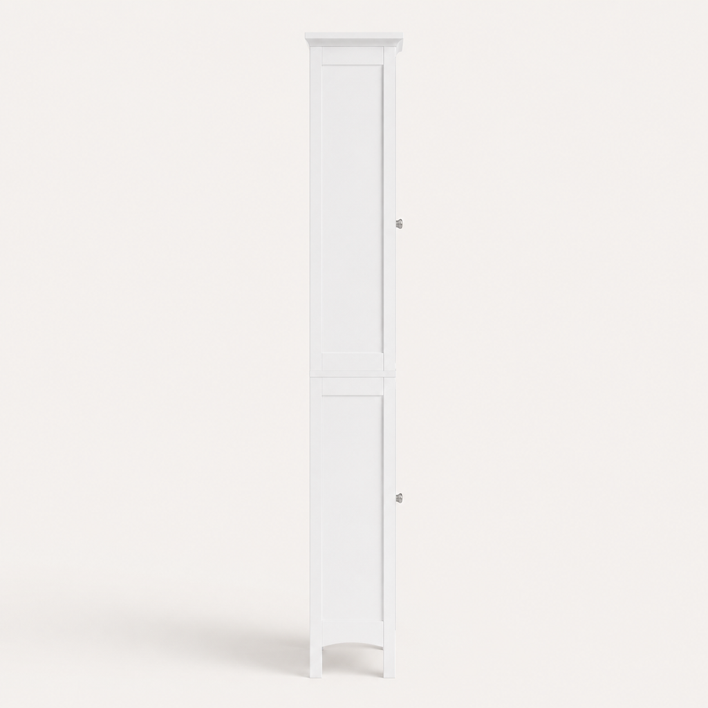 Bathroom Cabinet – Tall Slim, Double Door, Adjustable Shelves, White