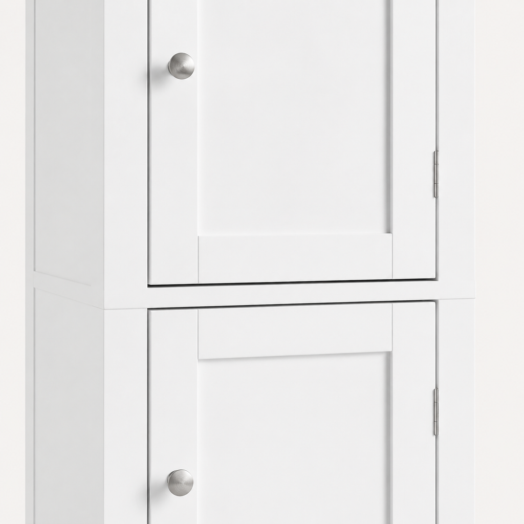 Bathroom Cabinet – Tall Slim, Double Door, Adjustable Shelves, White