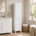 Bathroom Cabinet – Tall Slim, Double Door, Adjustable Shelves, White