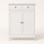 Freestanding Bathroom Storage Cabinet with 2 Drawers & Cupboard – MDF, White, 60×30×75cm