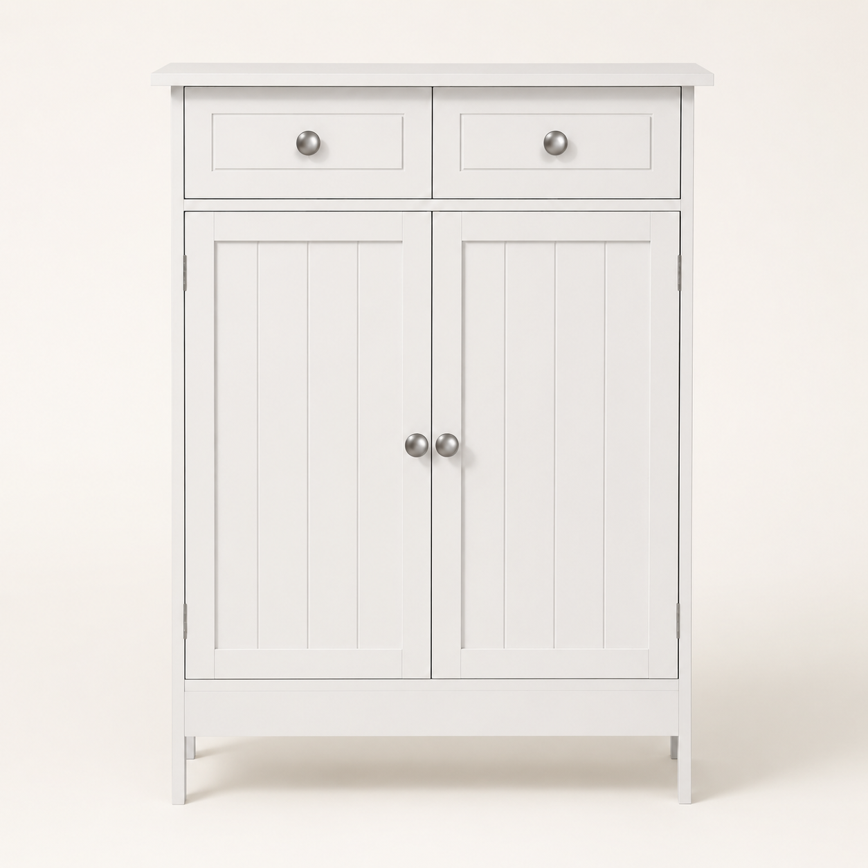 Freestanding Bathroom Storage Cabinet with 2 Drawers & Cupboard – MDF, White, 60×30×75cm