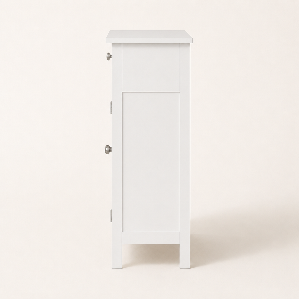 Freestanding Bathroom Storage Cabinet with 2 Drawers & Cupboard – MDF, White, 60×30×75cm
