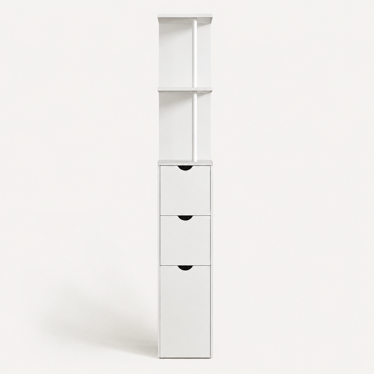 Bathroom Storage Cabinet – Tall Slim Cupboard, 2-Tier Shelf, Drawers, White