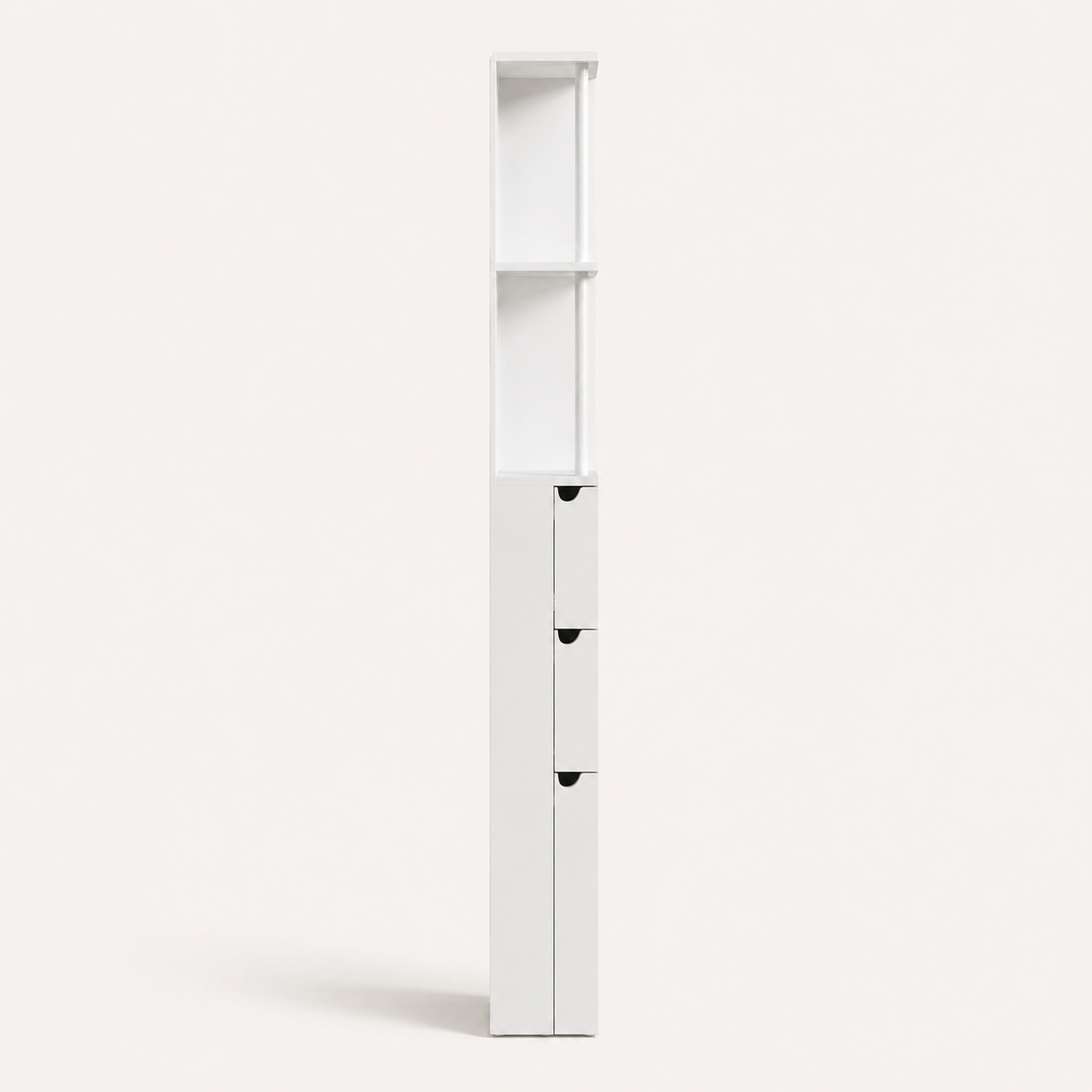 Bathroom Storage Cabinet – Tall Slim Cupboard, 2-Tier Shelf, Drawers, White