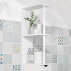 Bathroom Storage Cabinet – Tall Slim Cupboard, 2-Tier Shelf, Drawers, White