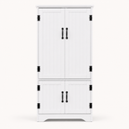 Tall Storage Cabinet with 4 Doors & Adjustable Shelves – MDF, White, 60×30×123cm