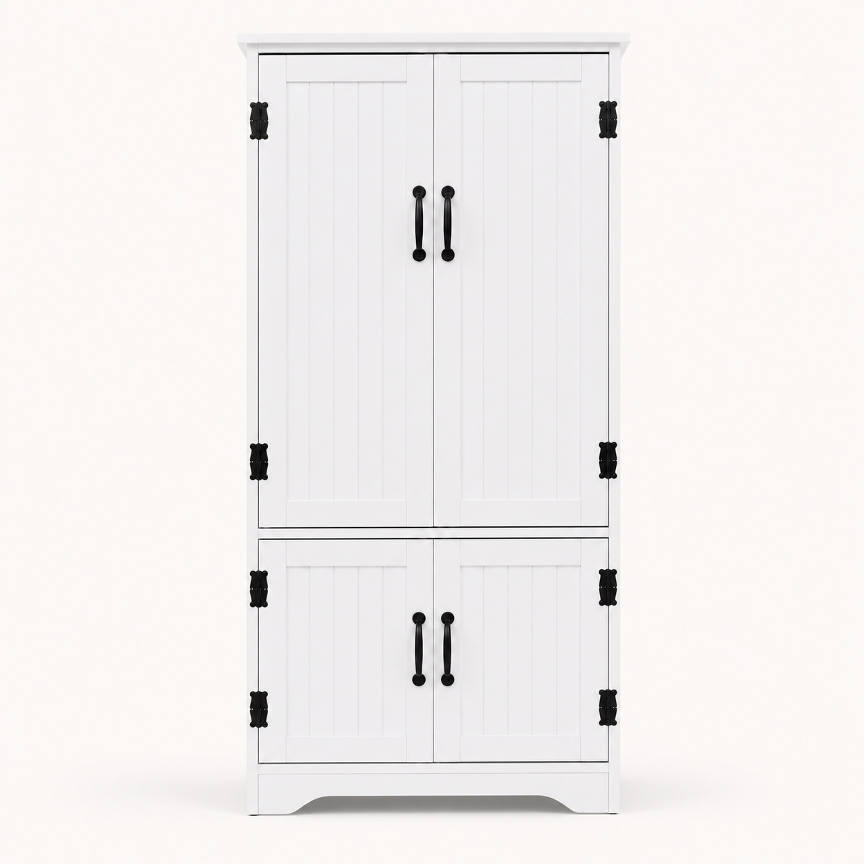 Tall Storage Cabinet with 4 Doors & Adjustable Shelves – MDF, White, 60×30×123cm