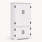 Tall Storage Cabinet with 4 Doors & Adjustable Shelves – MDF, White, 60×30×123cm