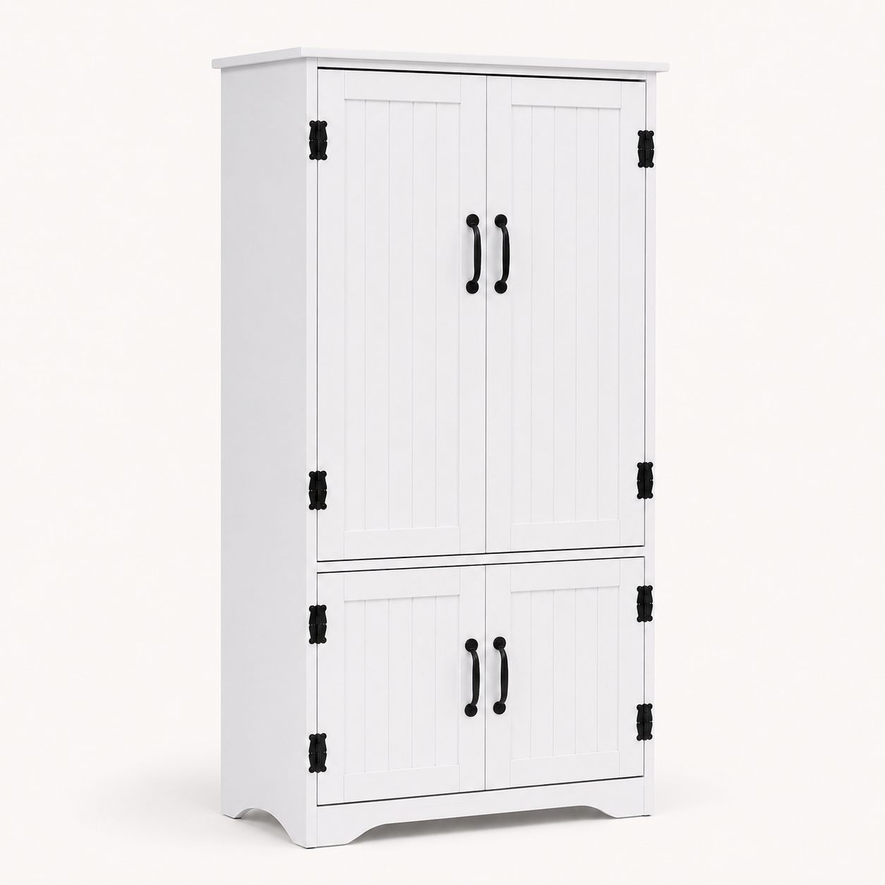 Tall Storage Cabinet with 4 Doors & Adjustable Shelves – MDF, White, 60×30×123cm