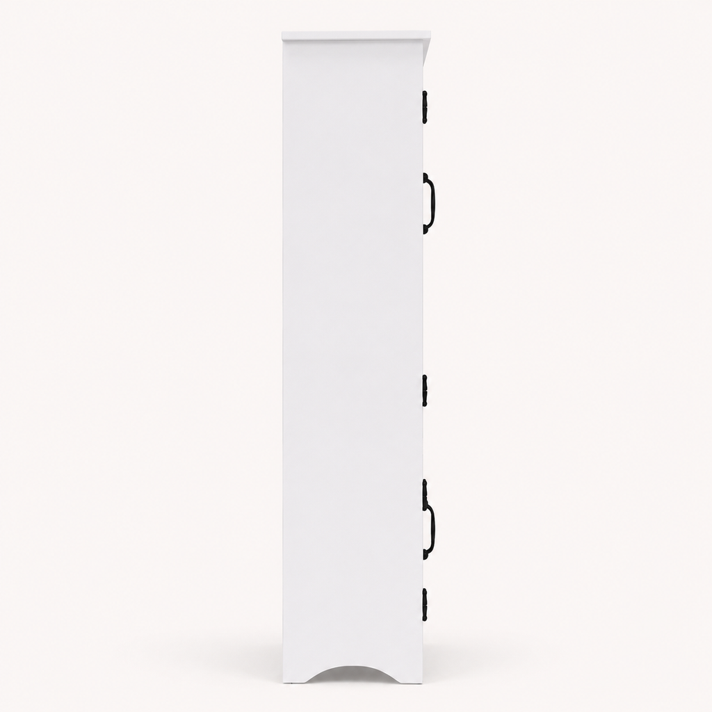 Tall Storage Cabinet with 4 Doors & Adjustable Shelves – MDF, White, 60×30×123cm