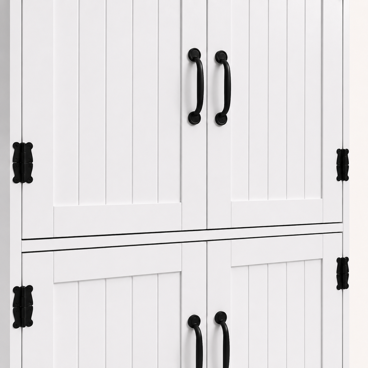 Tall Storage Cabinet with 4 Doors & Adjustable Shelves – MDF, White, 60×30×123cm