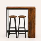 Bar Table & Stool Set Industrial 3-Piece – Metal & Particle Board, Rustic Brown, Table 91 × 91 cm