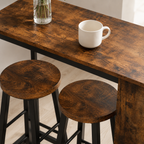 Bar Table & Stool Set Industrial 3-Piece – Metal & Particle Board, Rustic Brown, Table 91 × 91 cm