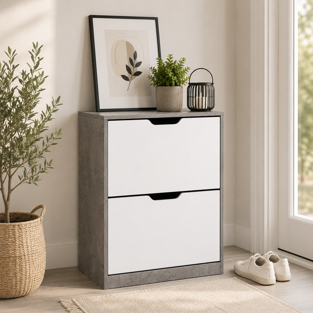 Shoe Cabinet – 2 Drawers, Adjustable Shelves, Up to 8 Pairs, Modern