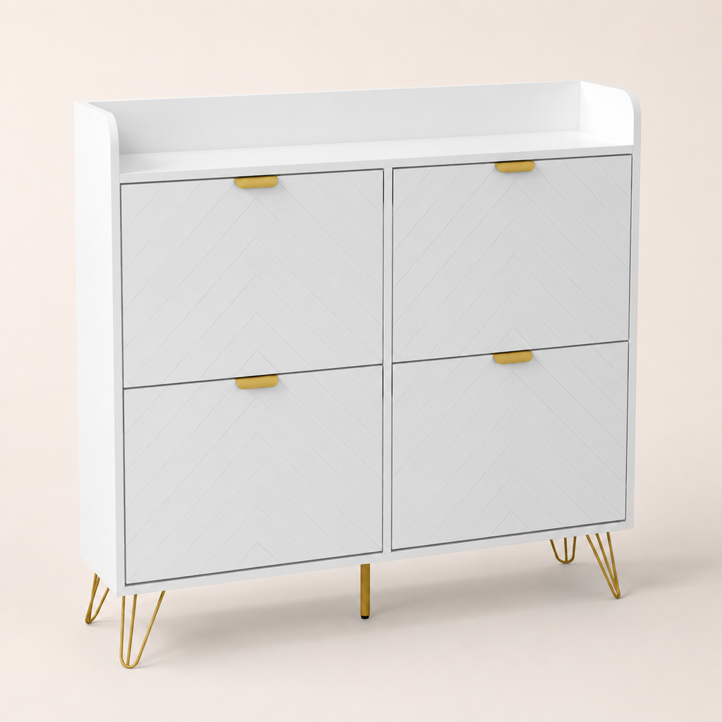 Shoe Cabinet – Slim, 4 Flip Drawers, Adjustable Shelves, 16 Pairs