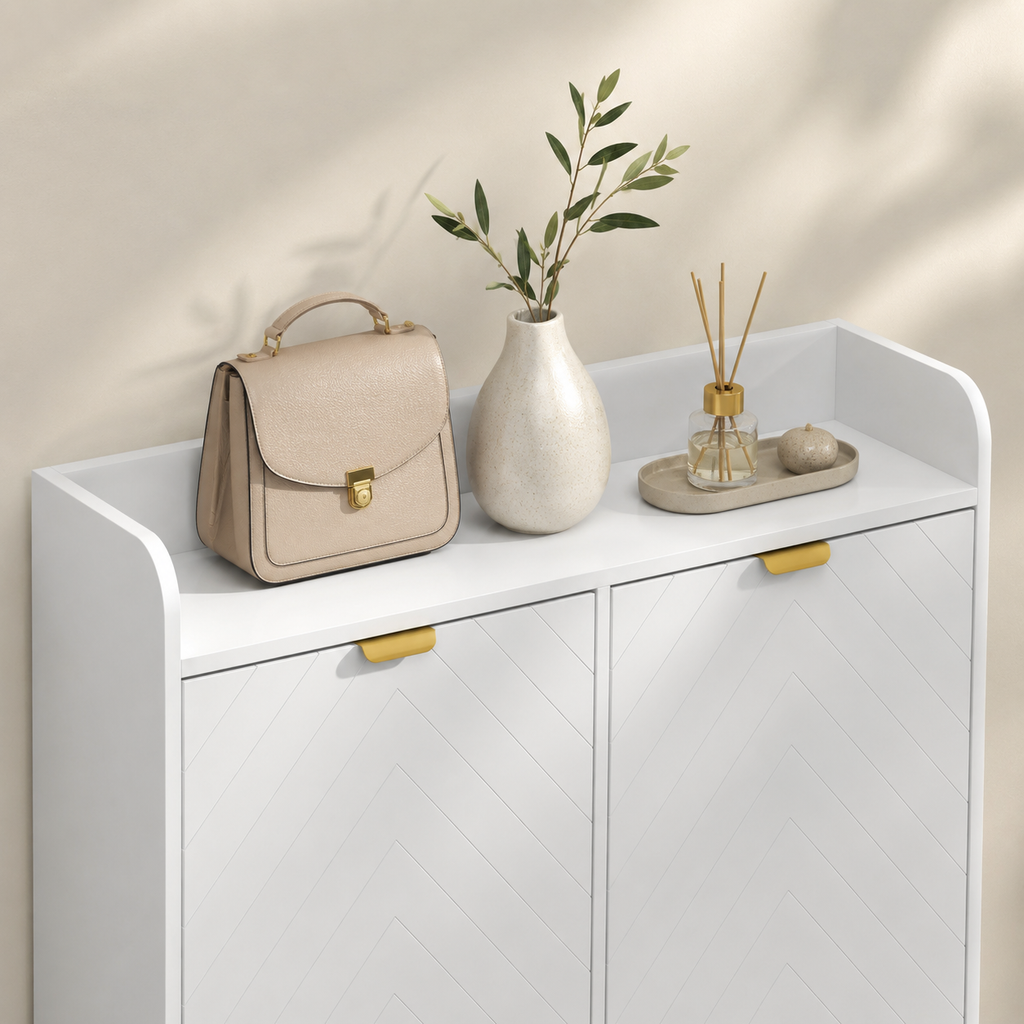 Shoe Cabinet – Slim, 4 Flip Drawers, Adjustable Shelves, 16 Pairs