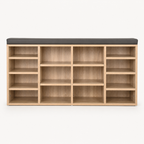 Shoe Rack – 14 Compartments, 6 Large & 8 Standard, Removable Shelves, Brown