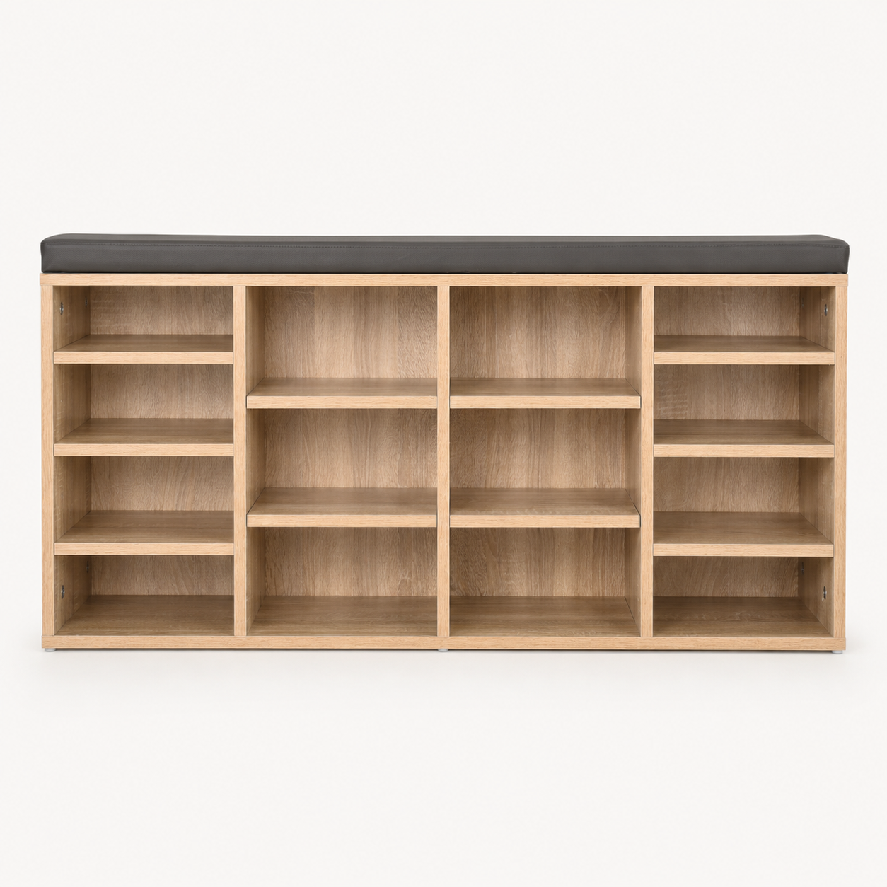 Shoe Rack – 14 Compartments, 6 Large & 8 Standard, Removable Shelves, Brown