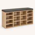 Shoe Rack – 14 Compartments, 6 Large & 8 Standard, Removable Shelves, Brown