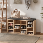 Shoe Rack – 14 Compartments, 6 Large & 8 Standard, Removable Shelves, Brown