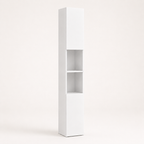 Bathroom Cabinet – Kleankin, High-Gloss Freestanding Tower, Cupboards & Open Shelves, White, 30×30×181.5cm