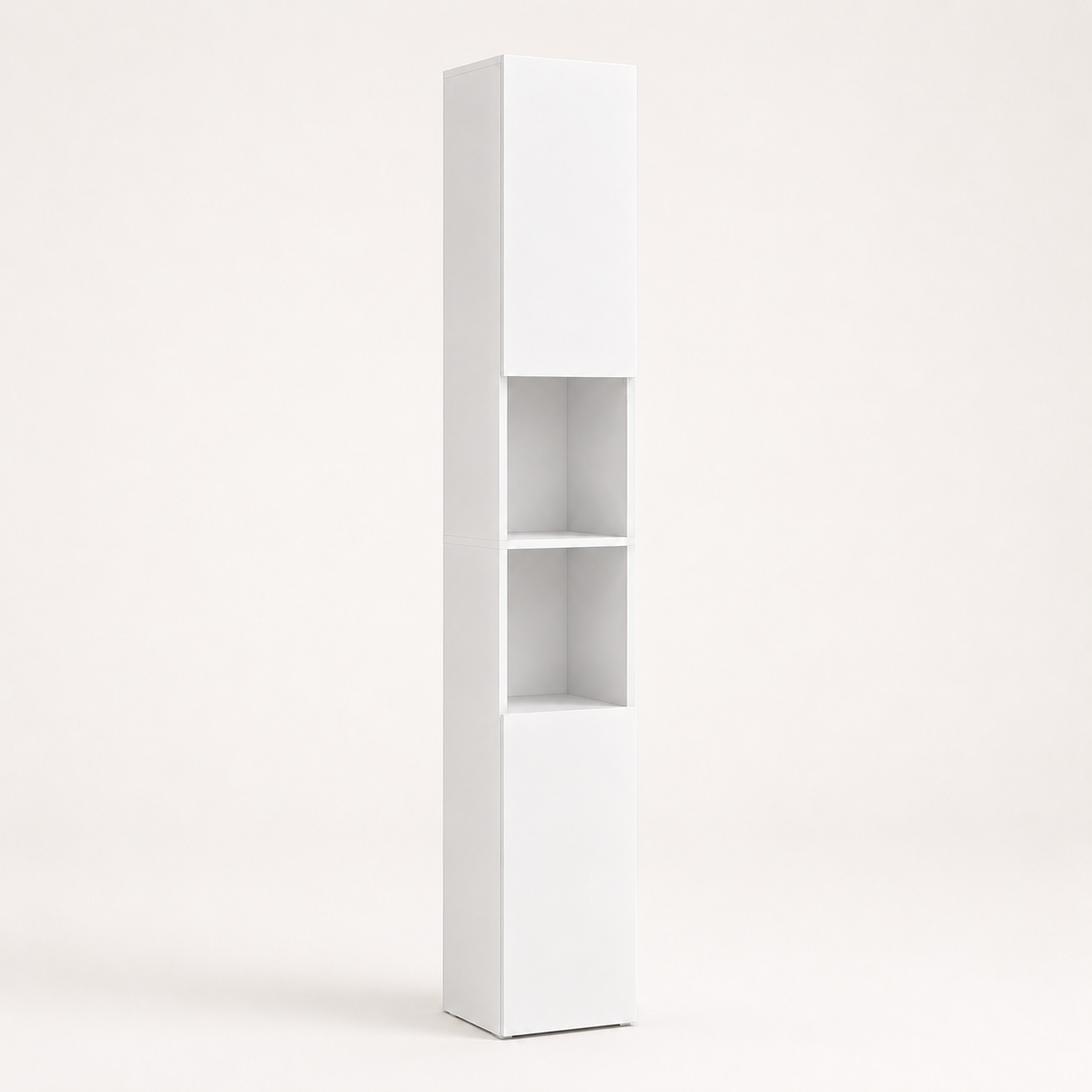 Bathroom Cabinet – Kleankin, High-Gloss Freestanding Tower, Cupboards & Open Shelves, White, 30×30×181.5cm
