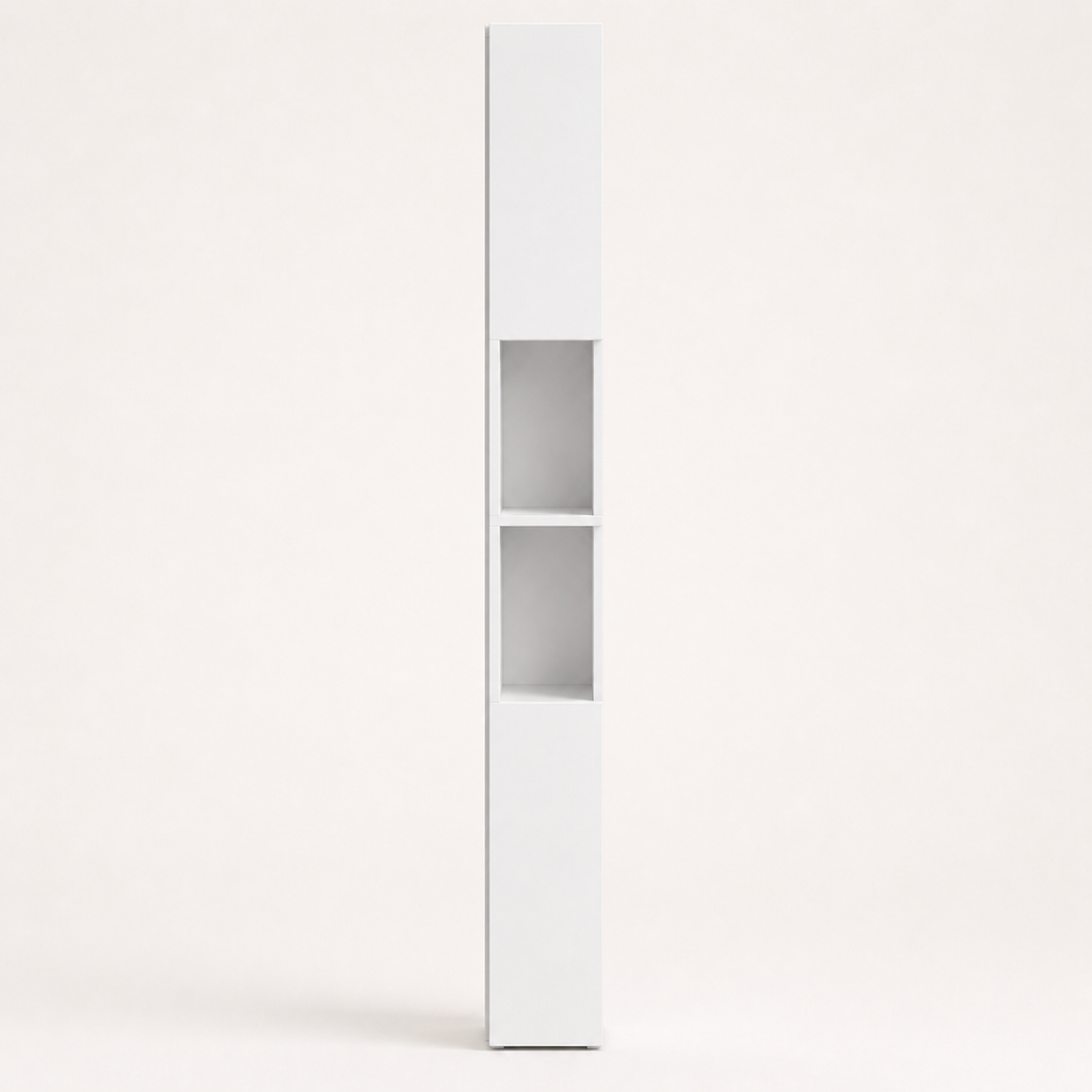 Bathroom Cabinet – Kleankin, High-Gloss Freestanding Tower, Cupboards & Open Shelves, White, 30×30×181.5cm