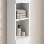 Bathroom Cabinet – Kleankin, High-Gloss Freestanding Tower, Cupboards & Open Shelves, White, 30×30×181.5cm