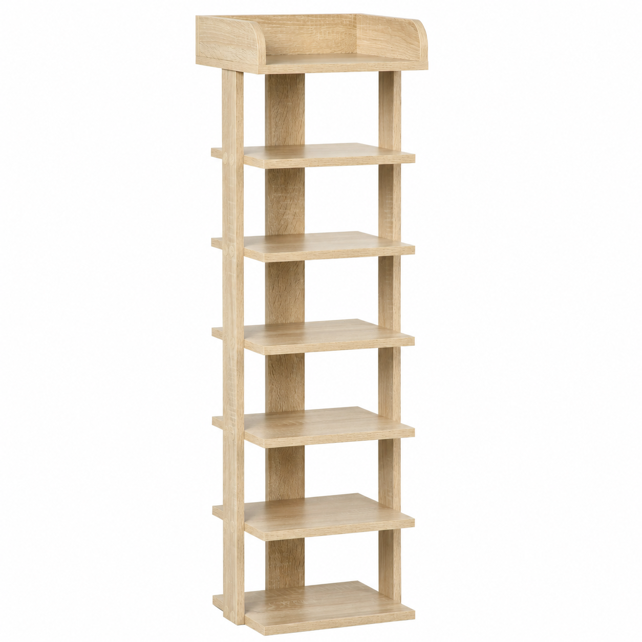 Shoe Rack 7-Tier Slim – Particle Board, Oak, 32 × 30 × 104 cm