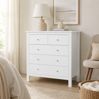 Chest of Drawers 5-Drawer with Metal Handles – MDF, White, 79 × 39.5 × 80.5 cm