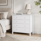 Chest of Drawers 5-Drawer with Metal Handles – MDF, White, 79 × 39.5 × 80.5 cm