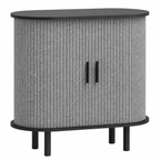 Sideboard Tambour Fluted Sliding Doors – MDF & Pine Legs, Grey, 80 × 40 × 78 cm