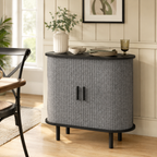 Sideboard Tambour Fluted Sliding Doors – MDF & Pine Legs, Grey, 80 × 40 × 78 cm