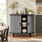 Sideboard Tambour Fluted Sliding Doors – MDF & Pine Legs, Grey, 80 × 40 × 78 cm